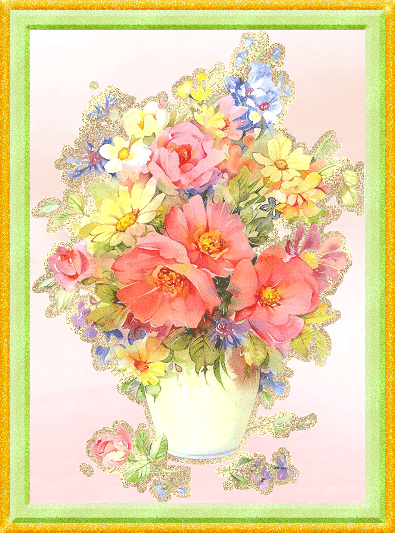 картина с цветами в вазе