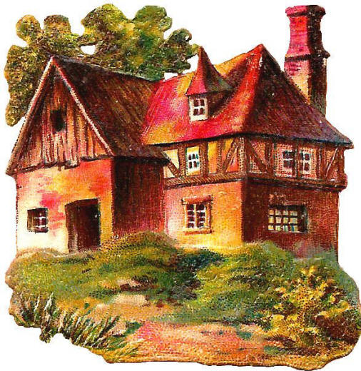 ретро картинка - сельский дом