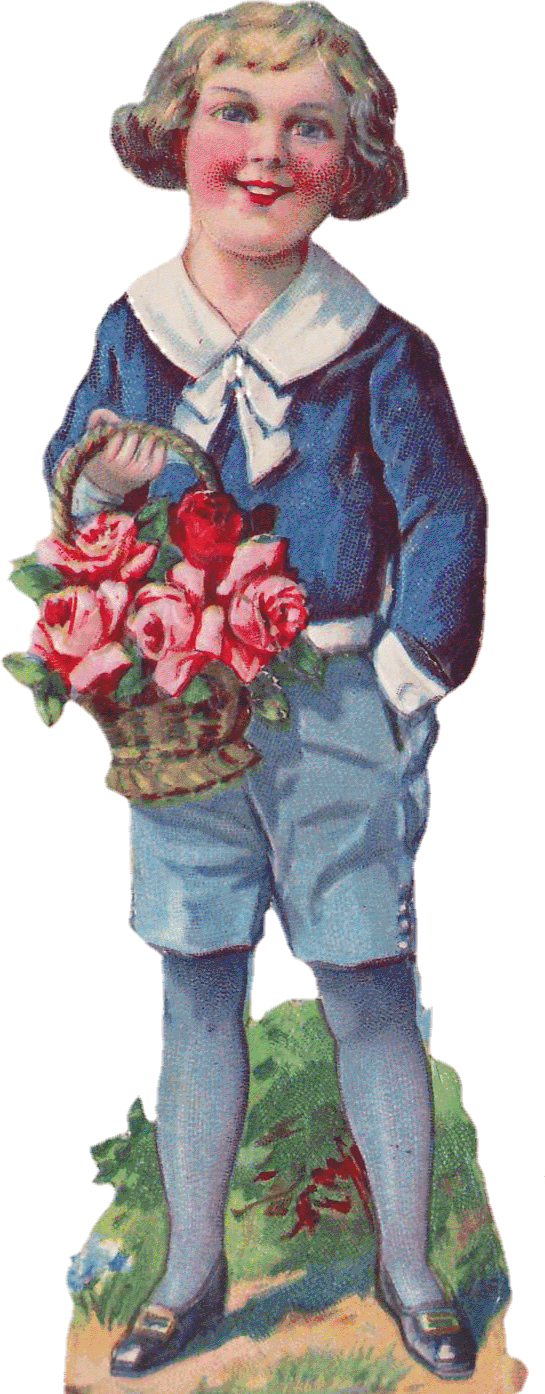 мальчик с корзиной роз
