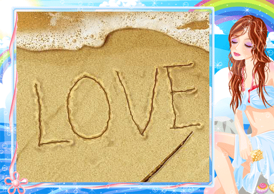 Надпись Love на песке