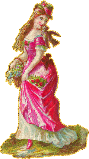 девушка с корзинкой цветов