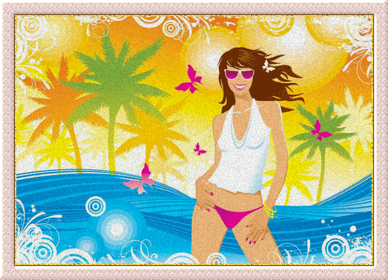 рисунок девушки на пляже