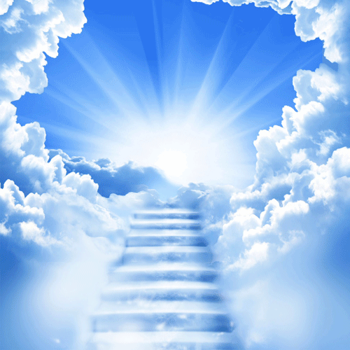 лестница в небо - светый голубой фон