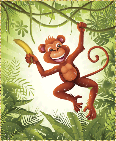Картинка обезьяны с бананом